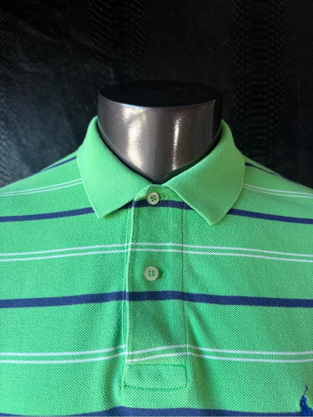 Polo Ralph Lauren Short Sleeve Polo Shirt Men’s Medium Lime Green Navy Stripe